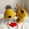 Chapéu chapéu de bebê outono e inverno crianças lenço conjunto meninos meninas garotas lã de lã designer de moda para crianças