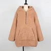 Femmes Fourrure Automne Hiver Femmes Faux À Capuche Manteau À Manches Longues Épaissie Lâche Cardigan Fermeture Éclair Grandes Poches Chaud Veste Outwear 6Q2156