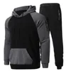 Männer Trainingsanzüge Herbst Winter Sportswear-Set Fleece Stück Colorblock Mit Kapuze Pullover Streetwear Sport Hosen spoort anzug G221011