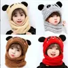 Cappello invernale per bambini Plus Fleece Cartoon Bear Berretti di protezione per le orecchie per bambini Ragazza Ragazzi Sciarpa Addensare Neonato Fotografia Roba per bambini DE816