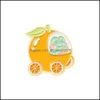 Spille Spille Personalizzate Smalto di frutta Spilla Creativa Cartone animato Rana Frutta Carrello Spilla Accessori per abbigliamento Colletto in lana Distintivi in metallo Je Dhtmb