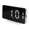 Watch Boxes Mirror Clock Digital Alarm USB Charging For Bedroom Office