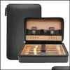 Cigar Accessories Portable Cedar Wood Cigar Humidor Leather Wrap Travel Case 4 Cigars Box Storage Humidors Humidifier Accessories Fo Dhklf