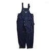 Herenbroek 2022 Men Jeans jumpsuits trendy baggy big pocket lading overalls streetwear losse rechte volledige mannelijke broek