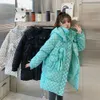 Parkas en duvet pour femmes hiver Plaid coton rembourré veste col montant à capuche chaud Parka blanc noir vert décontracté à manches longues femme coton Outwear 2022 T221011