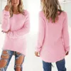 Kvinnors tröjor Casual Women Fluffy Velvet Sweater Pullover Long Sleeve Jumper Blus Loose Tops Fashion Oregelbul Hem Sticked Top