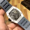 Luxury Mens Mechanical Watch Business Leisure Rm17-01 Fully Automatic White Ceramic Tape Trend Swiss Movement Wristwatches
