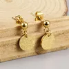 Kolczyki stadnonowe Prosty okrągły piasek dla kobiet urocze ucha Temperament Tytanium stalowa platforma 18k złota biżuteria