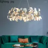 Lustres lustre en céramique de luxe moderne pour salon salle à manger branche de Ginkgo feuilles cuivre Art Villa étude chambre