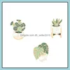 Pins Brooches Customized Alloy Brooches Lovely Cartoon Potted Plant Guibei Bamboo Dress Badge Cactus Aloe Plants Paint Enamel Pin 1 Dh69S
