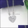 Pendant Necklaces Couple Necklaces Set Womens Gifts Fashion Lock Key I Love You Heart Pendant Necklace 2 Pcs/Set Beautifly Chain D Dhlfw