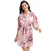 Dames slaapkleding vrouwelijke narcis bloem print gewaden vrouwen bruidsvoorstel leepwear nachthemd jurk vrouw bathrobe cadeau