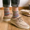 Men's Socks Men's Soft Warm Cashmere Novelty Funny Crew Geometric Striped Thicken Wool Winter Socks Christmas Gift Dropship T221011