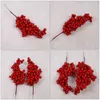 D￩coration de f￪te 3pcs tiges de baies artificielles pics de maison fleur de fleur de No￫l baies rouges pour l'artisanat