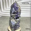 Decoratieve beeldjes natuurlijke paarse sphaleriet toren geode druzy kwarts kristal mineraal monster kolom wicca reiki genezende toverstok ornament