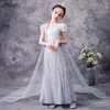 Meisje jurken bloemjurk pailletten junior bruidsmeisje prinses kinderen avondfeest xxyj-1