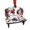 Bancs commémoratifs par sublimation Pendentif DIY Décoration de Noël Ornements en bois vierge MDF Décorations familiales personnalisées avec corde rouge