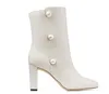 Elgant Winter Rina Perlenverzierte Latte-Nappa-Stiefel Damen Booty Ladies Martin klobiger Absatz Schwarz Braun T- Qualität Cool Knight Western