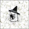 Pins Brooches Classic Witch Image Brooch Basic With Phone And Flower Crown Enamel Pin Denim Backpack T-Shirt Badge Halloween Punk G Dhkbn