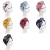 Cappelli di turbante intrecciati stile annodato alla moda Stampa floreale con elastico Doughunt Beanie Ladies Chemio Cap Accessori per capelli causali