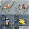 Pins Broschen Maßgeschneiderte Cartoon Biene Glas Messer Schere Stberry Wurm Bk Broschen Cowboy Kragen Hemd Tasche Schmuck Hartmetall Emaille Dh2As