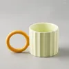 Muggar Creative Big Earring Coffee Mug Net Milk Cup Handle Hand Pinching Colorful Ceramic Personalized Gift To Friends