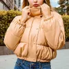 Dames Down Parkas Winter Dikke Warm Croped Puffer Jacket Dames Zwart Pu Lederen Parka's Elegante ritssluiting Katter Katoen Gedekte Punk Outdarnen 2021 T221011