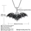 Pendentif Colliers Mode Glacé Couleur Noir Zircon Bat Collier avec chaîne de tennis Animaux Collier Halloween Collier Hip Hop Filles Bijoux