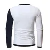 Camisetas masculinas 2022 Roupas européias Americana Autumn Winter costura moda redonda de peixe-camiseta de manga longa de mangas compridas