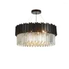 Chandeliers Chrome Silver Gold Black Crystal Oval LED Hanging Lamps Chandelier Lighting Lustre Suspension Luminaire Lampen For Dinning Room