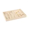 Smyckespåsar Beige Grain Velvet Tray Ring Armband Halsband Pendant Earring Organizer Lagring för låda