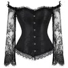 Bustiers Corsets Sexy Corset Tops Pour Femmes À Manches Longues Style Vintage Burlesque Dentelle Et Gilet Rétro Mode Plus La Taille