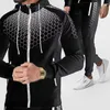 Herrspårar män avslappnad höst vinter ny tryckning jogging sportkläder blixtlås hoodie byxor bit set spår sport g221011