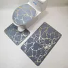 Badmatten Flanell Teppich Badezimmer Toilette 3 Set Streifen Druck Anti-Schlupf-Kee-resistenter Duschteppichzubehör 221012