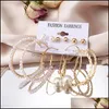 Stud Vintage Pearl Earrings Stud For Women Big Gold Cross Set of Earring Long Tassel Butterfly Dange Drop Delivery 2022 Sieraden DHXCX