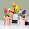 Present Wrap 4pcs Rose Gold Mini Flower Boxes Pappersplatta Rund Pot Home Decor Packaging Diy Storage Box Wedding Table Decoration