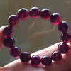 Strand Genuine Natural Red Tourmaline Crystal Transparent Round Beads Women Fashion Bracelet 13mm