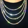 Hiphop 18k Gold Iced Out Diamond Chain Necklace CZ Tennis Necklace för män och kvinnor249Q3590880
