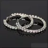 Hoop Huggie Crystal Rhinestone Women Hoop أقراط المجوهرات أزياء سيدة حلق سبيكة متدلية الأذن الكبيرة