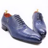 Dress Shoes Luxury Men Oxford Snake Skin Prints Classic Style Lederen koffie Zwart veter puntige teen Formele 221022