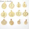 10PCS Gold Color Micro Pave CZ Virgin Mary JESUS Charms Pendant Findings Jewelry 0927235f6528559
