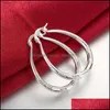 Hoop Huggie 925 Sterling Sier 39mm U Circle Screw Thread Hoop ￶rh￤ngen Kvinnor Party Gift Fashion Wedding Engagement Charm Juvely 1 Dhkuz