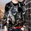 T-shirts pour hommes Creative Golden Animal Modèle 3D Imprimer Chemise à manches longues Hommes Automne Qualité Doux Confortable Luxe Camisetas Hombre M-4XL