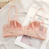 Bras Sets New summer thin style big breasts show small gathering sexy underwear suit lace female high school dents bra and panty T220907