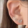 Stud Stud Animal Crystal Butterfly Flower Fish Earrings For Women Girls Charm Rhinestone Small Star Set Jewelry Giftsstud Drop Delive Dhp4C