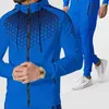 Herrspårar män avslappnad höst vinter ny tryckning jogging sportkläder blixtlås hoodie byxor bit set spår sport g221011