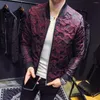 メンズジャケットJACQUARD BOMBER LUXURY WINE RED BLACK GRAY PARTY OUTFIT CLUB BAR COAT FLOWER VINTAGE JACKET MEN 4XL