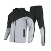 Men's Tracksuits Autumn and Winter New Sports Suit Hooded Stitching Pocket Zipper Casual Sweater Couple G221011