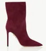 Winter dames enkel laarzen fluweel su￨de leathers aquazzuras boot matignon bootie 105 mm dunne hakken sexy hoge hiel pointy teen met doos