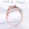 Pierścienie klastra Umcho Silver 925 Nano Morganite for Women zaręczyny Party Rose Gold Kolor Ring Mash